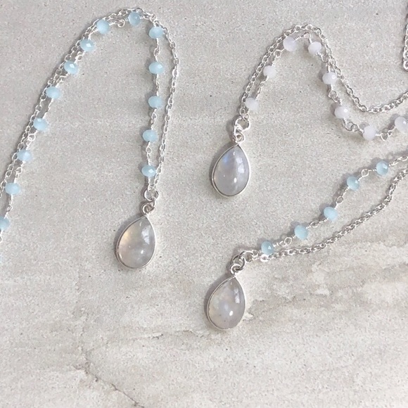 Rainbow Moonstone Rosary Chain Necklace - Picture 4 of 8